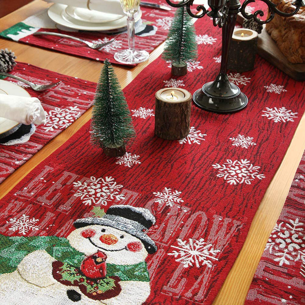 Christmas Tablecloth Decorations  | Elegant Xmas Table Ornaments for Home & New Year Party Decor