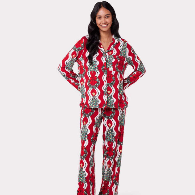 Christmas Printed Long-sleeved Trousers Autumn Ladies Home Leisure Suit